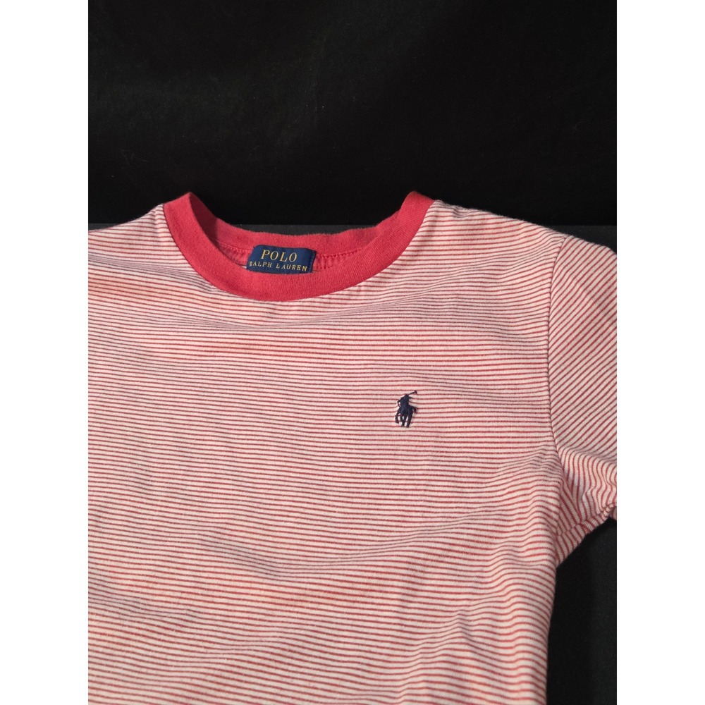 Polo Ralph Lauren Kids Red‎ Striped Pony Logo Crew Neck Short Sleeve T Shirt